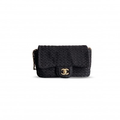 CHANEL CLASSIC FLAP BAG BRAIDED LUREX & GOLD-TONE METAL AS5279 (20.5*12.5*6cm)
